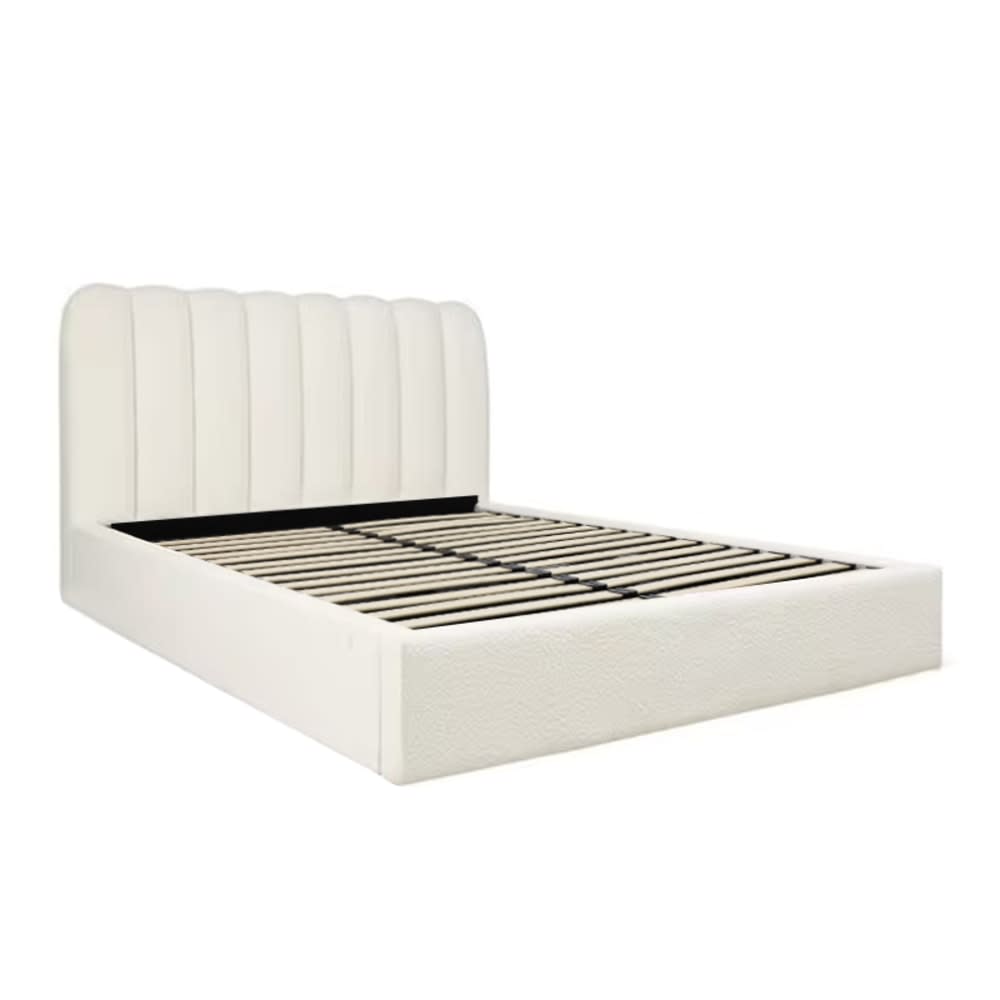 Maeve Boucle Bed Gas Lift Frame Ivory color Boucle Ivory