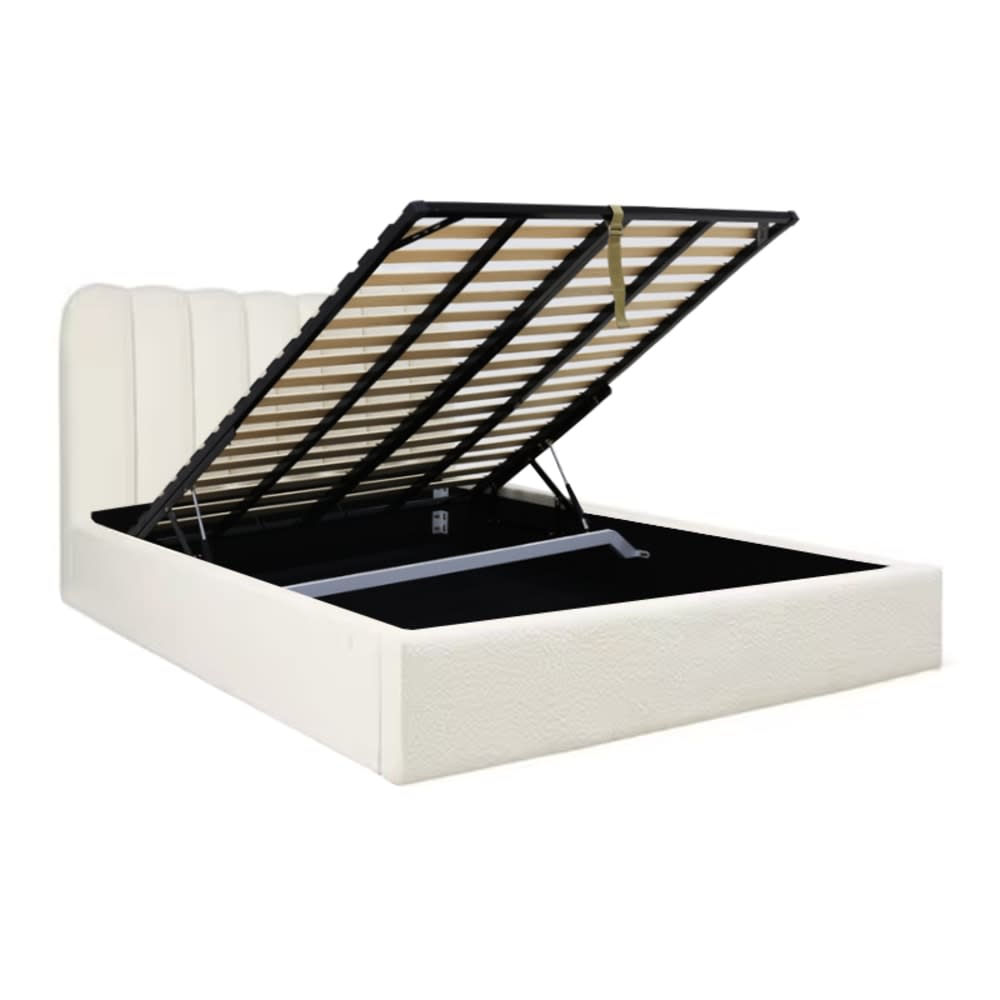 Maeve Gas Lift Bed Boucle Ivory Single color Ivory