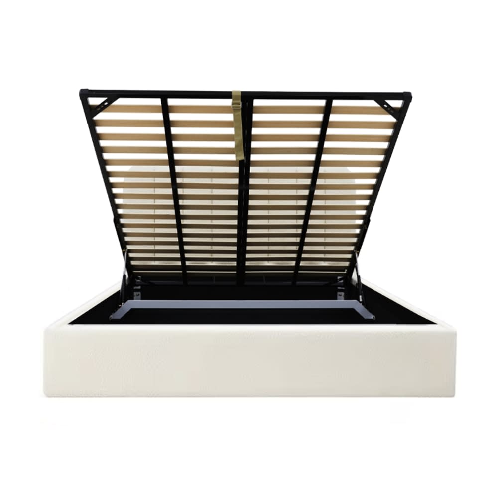 Maeve Boucle Bed Gas Lift Frame Ivory color Boucle Ivory