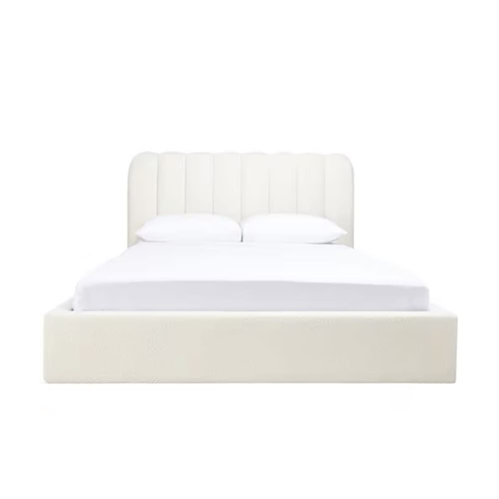 Maeve Boucle Bed Gas Lift Frame Ivory color Boucle Ivory
