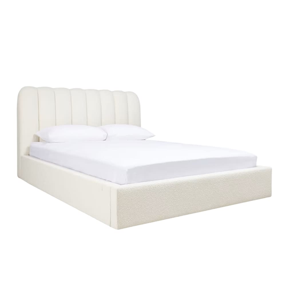 Maeve Boucle Bed Gas Lift Frame Ivory color Boucle Ivory
