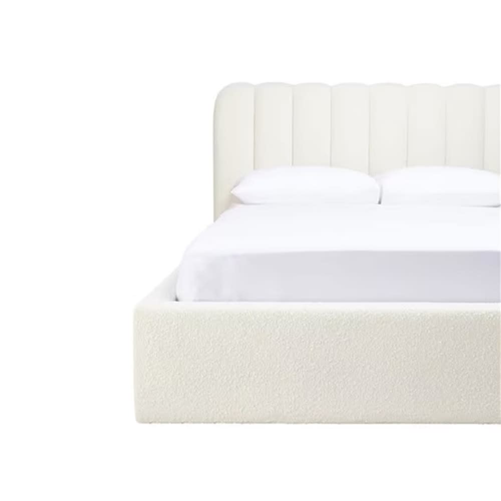 Maeve Gas Lift Bed Boucle Ivory Queen color Ivory
