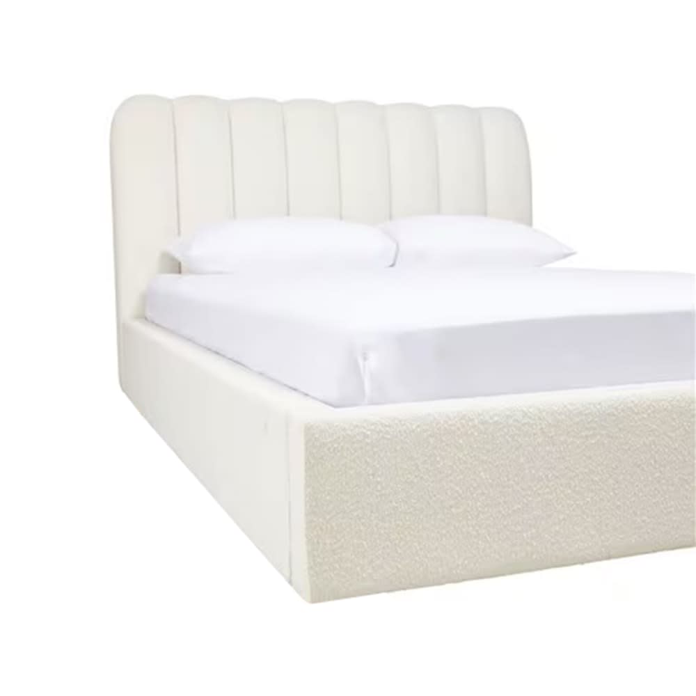 Maeve Gas Lift Bed Boucle Ivory Queen color Ivory