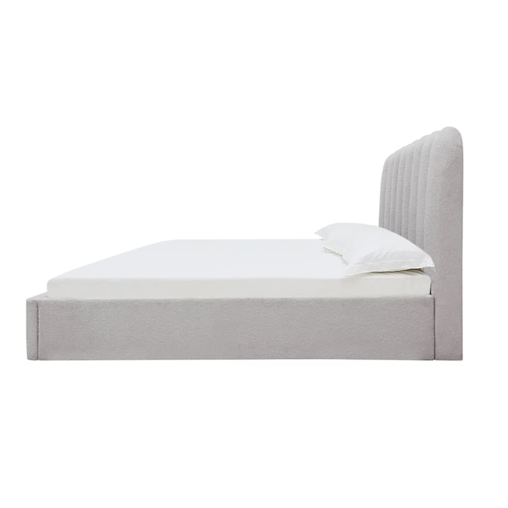 Maeve Gas Lift Bed Boucle Pumice King color Pumice