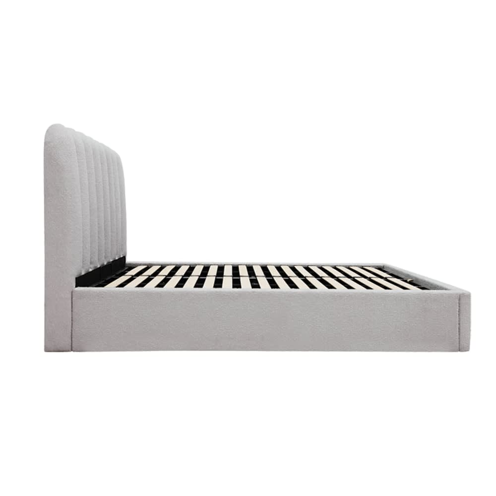 Maeve Gas Lift Bed Boucle Pumice King color Pumice