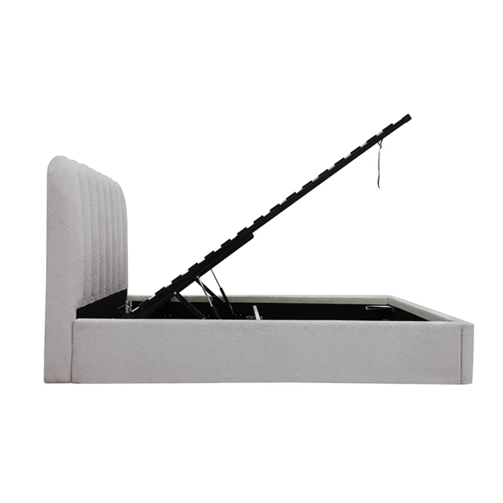 Maeve Gas Lift Bed Boucle Pumice King color Pumice