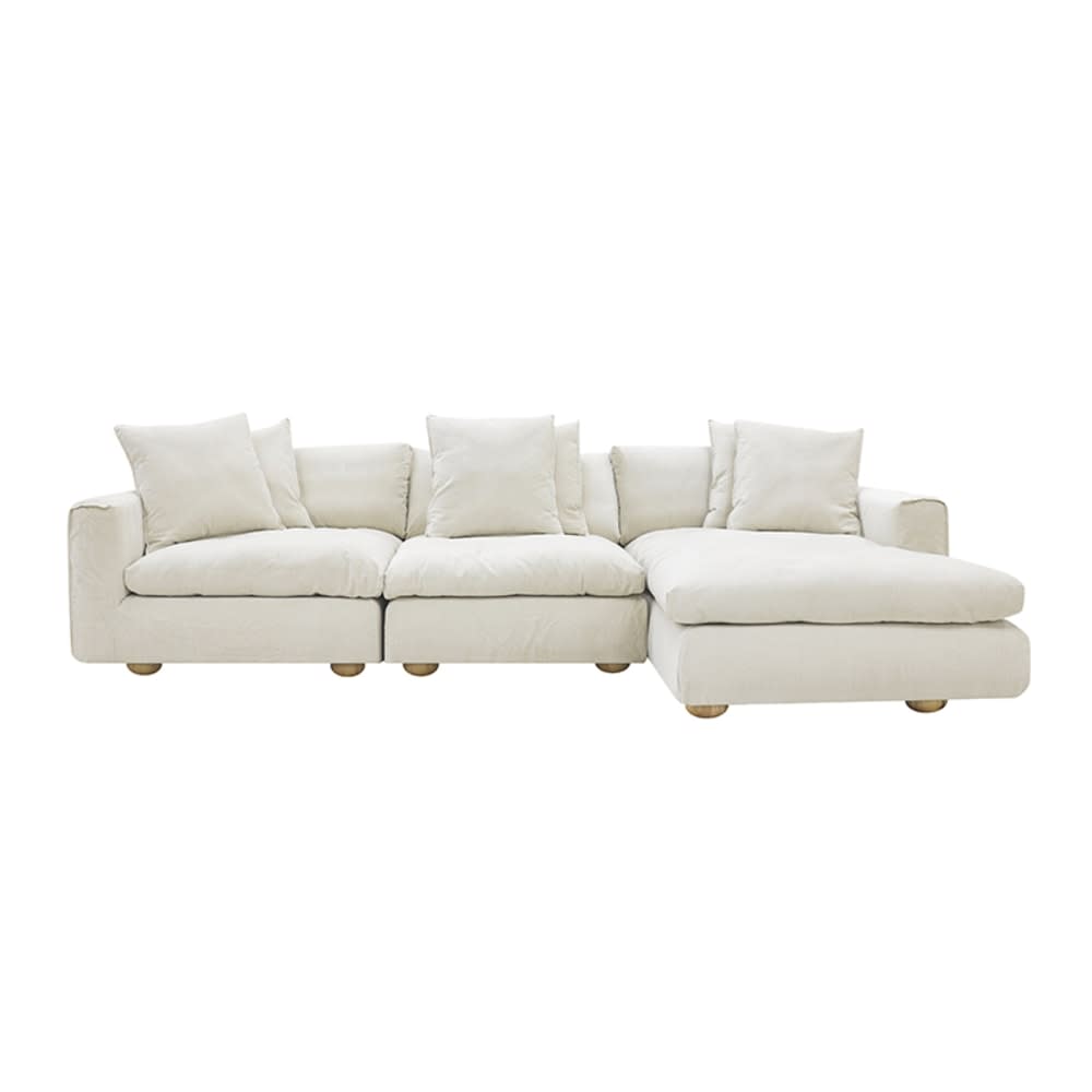 Tully Muse Flax Chaise Sofa - 3 Seater color Muse Flax