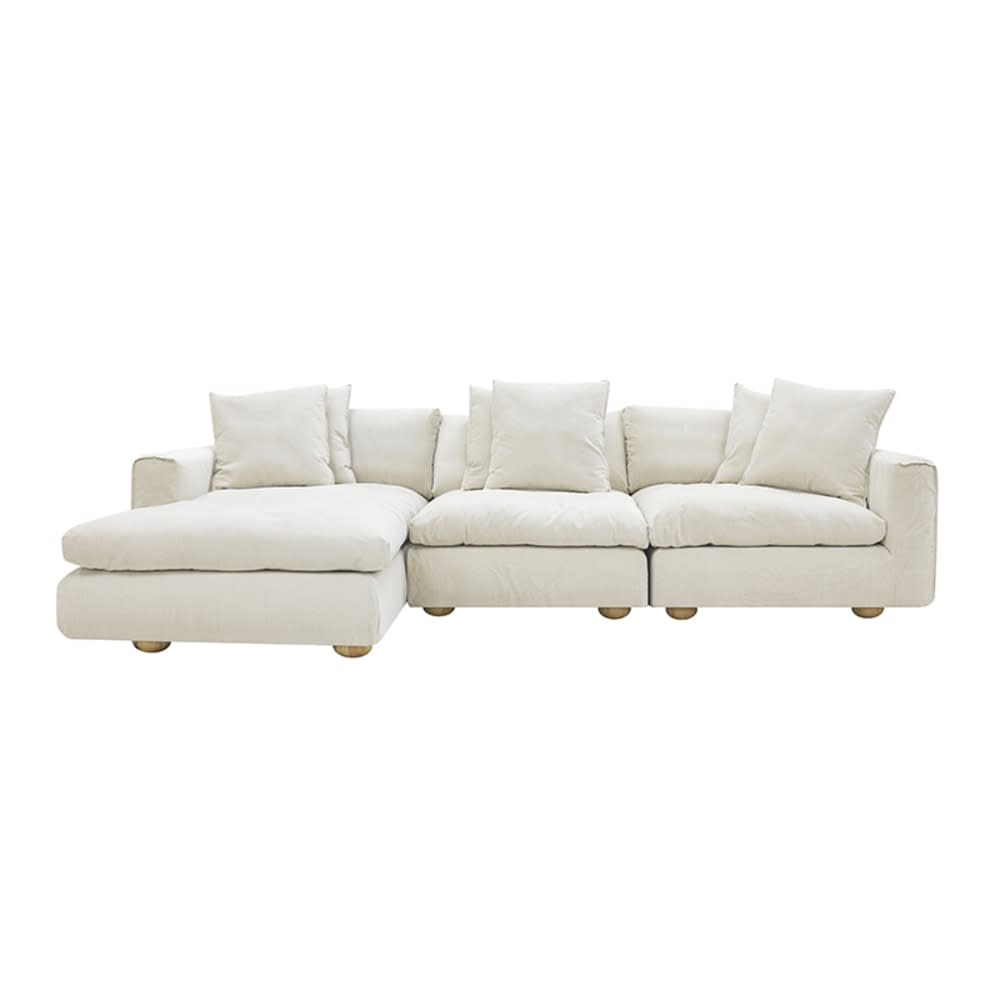 Tully Muse Flax Chaise Sofa - 3 Seater color Muse Flax