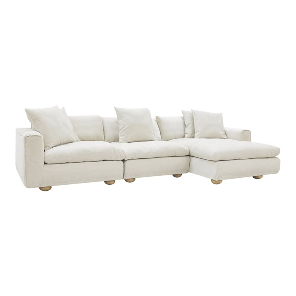 Tully Muse Flax Chaise Sofa - 3 Seater color Muse Flax