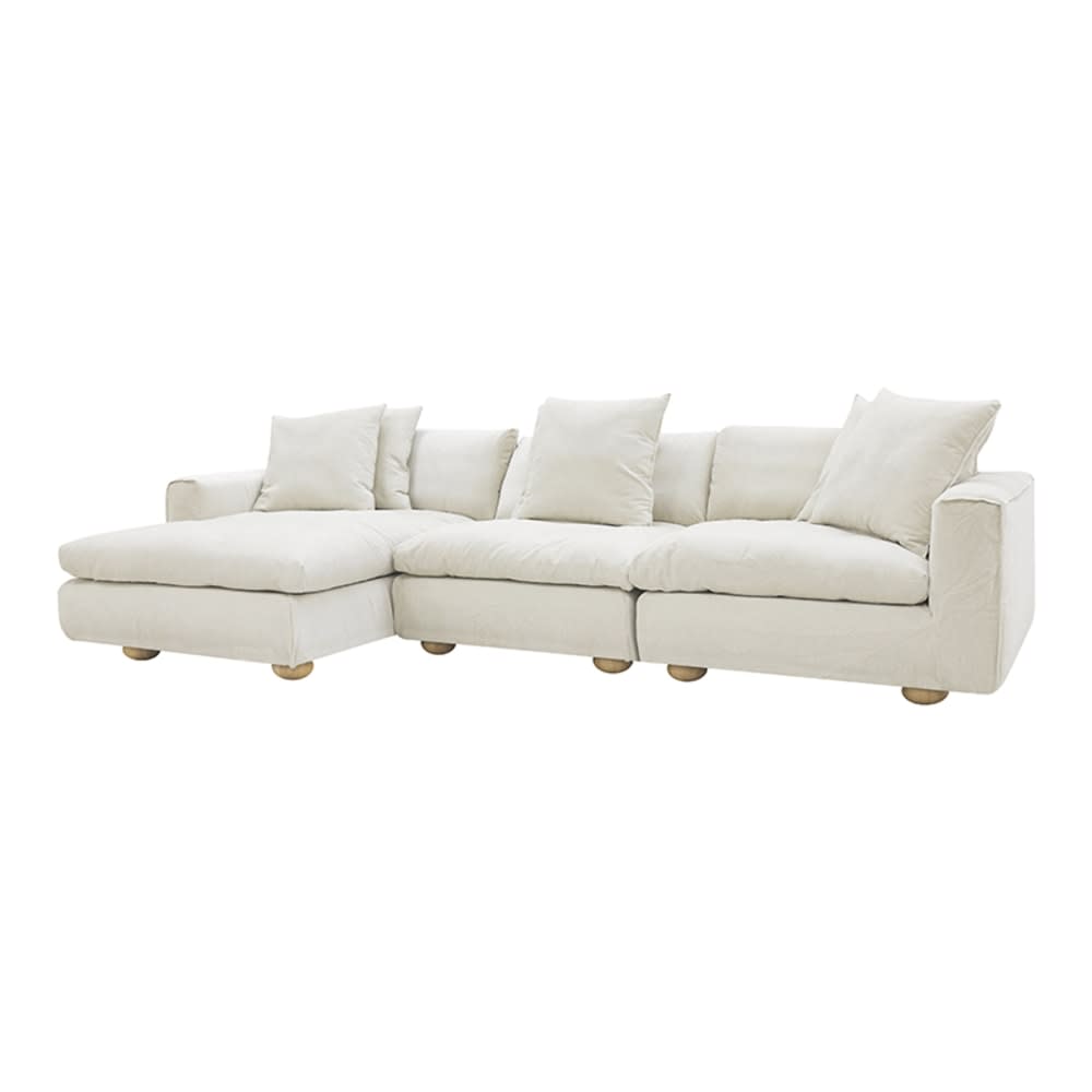 Tully Muse Flax Chaise Sofa - 3 Seater color Muse Flax