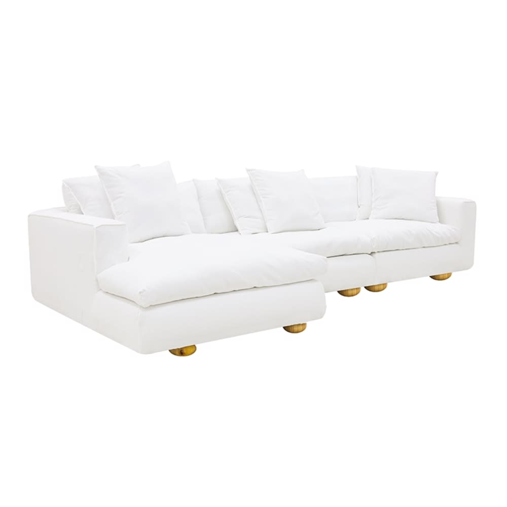 Tully Muse Frost Chaise Sofa Left Facing - 3 Seater color Muse Frost