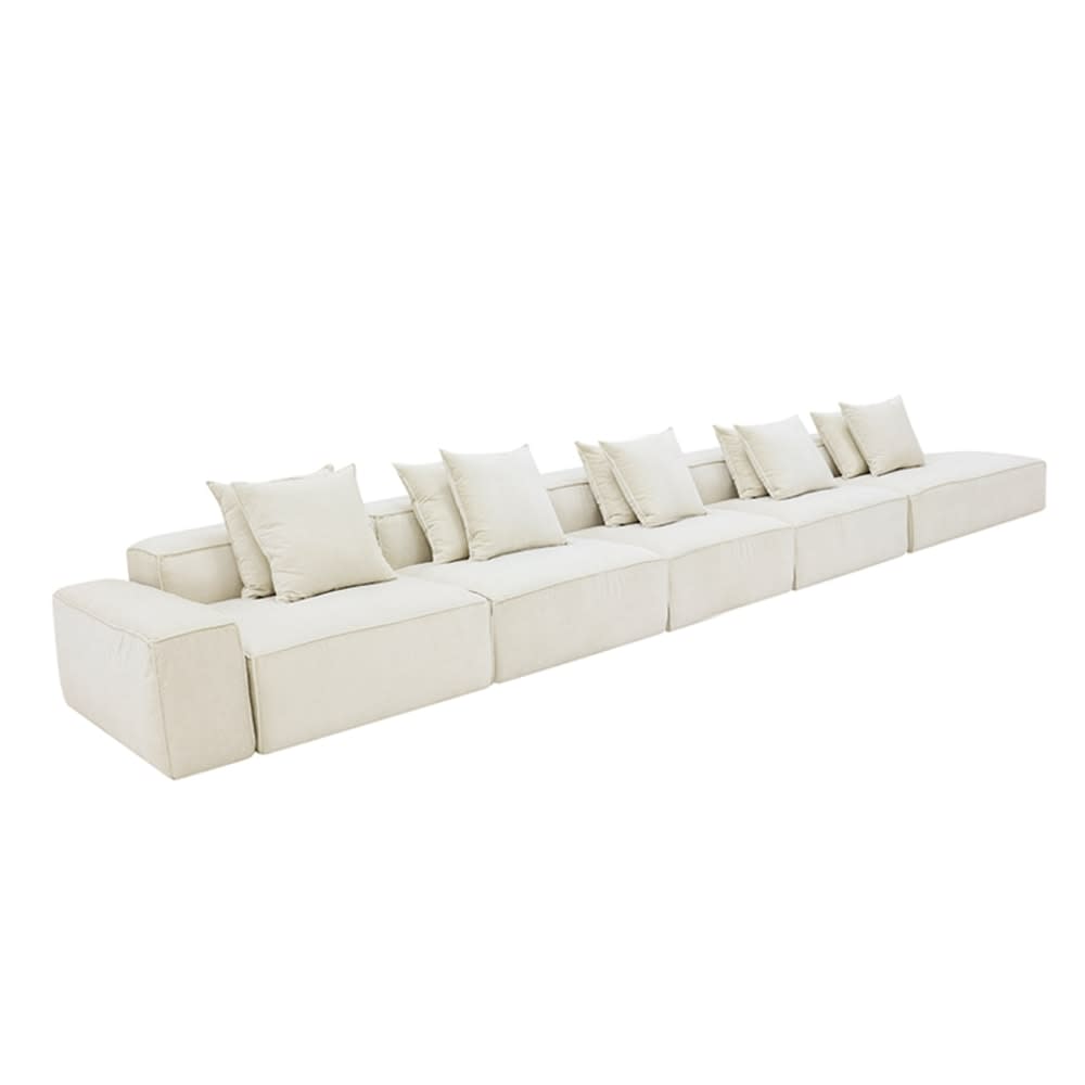 Riley Muse Flax Modular Sofa - 1x Arm, 4x Armless, 1x Right Terminal color Muse Flax