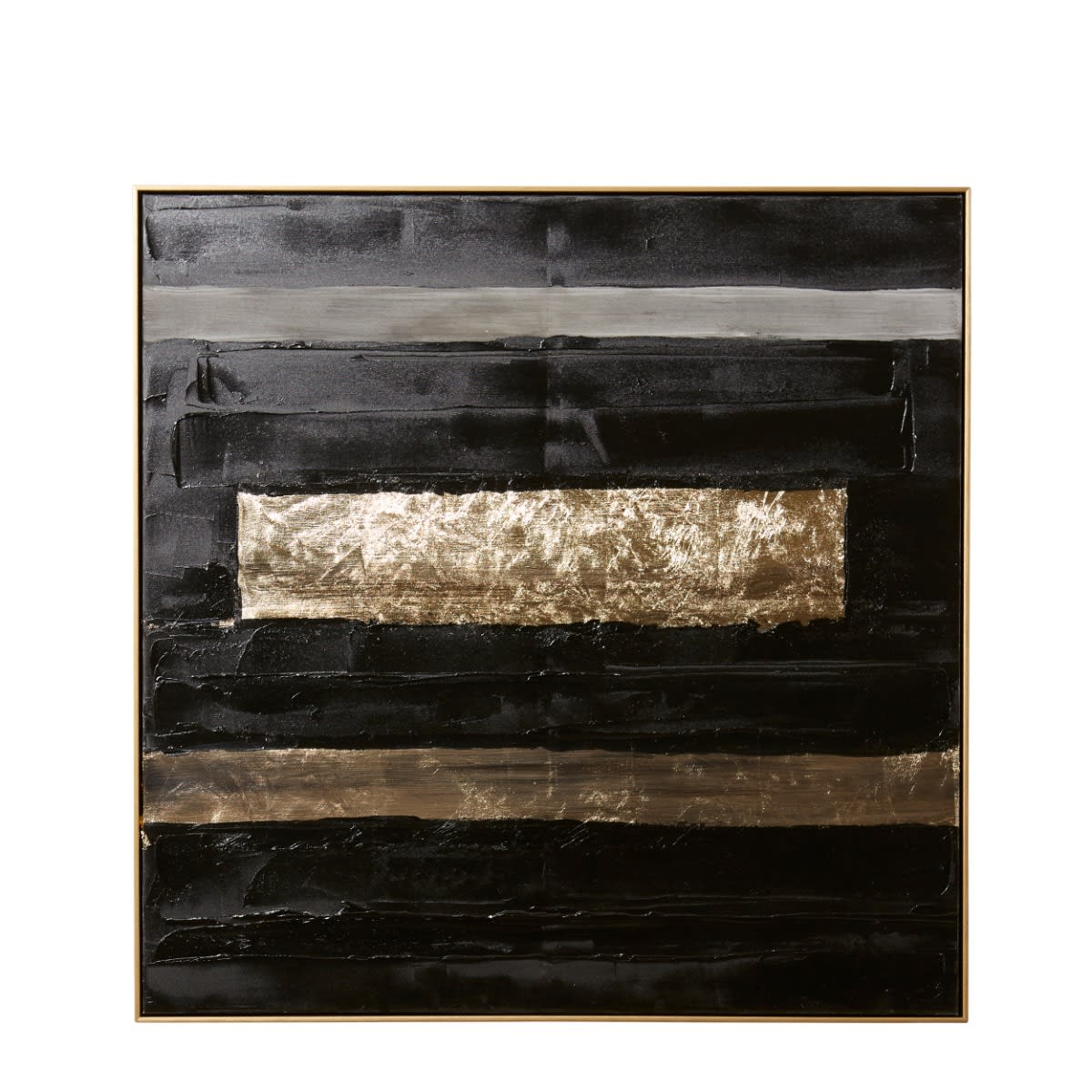 Archi Abstract Hand Painted Wall Art Black Gold - 90cm x 90cm 