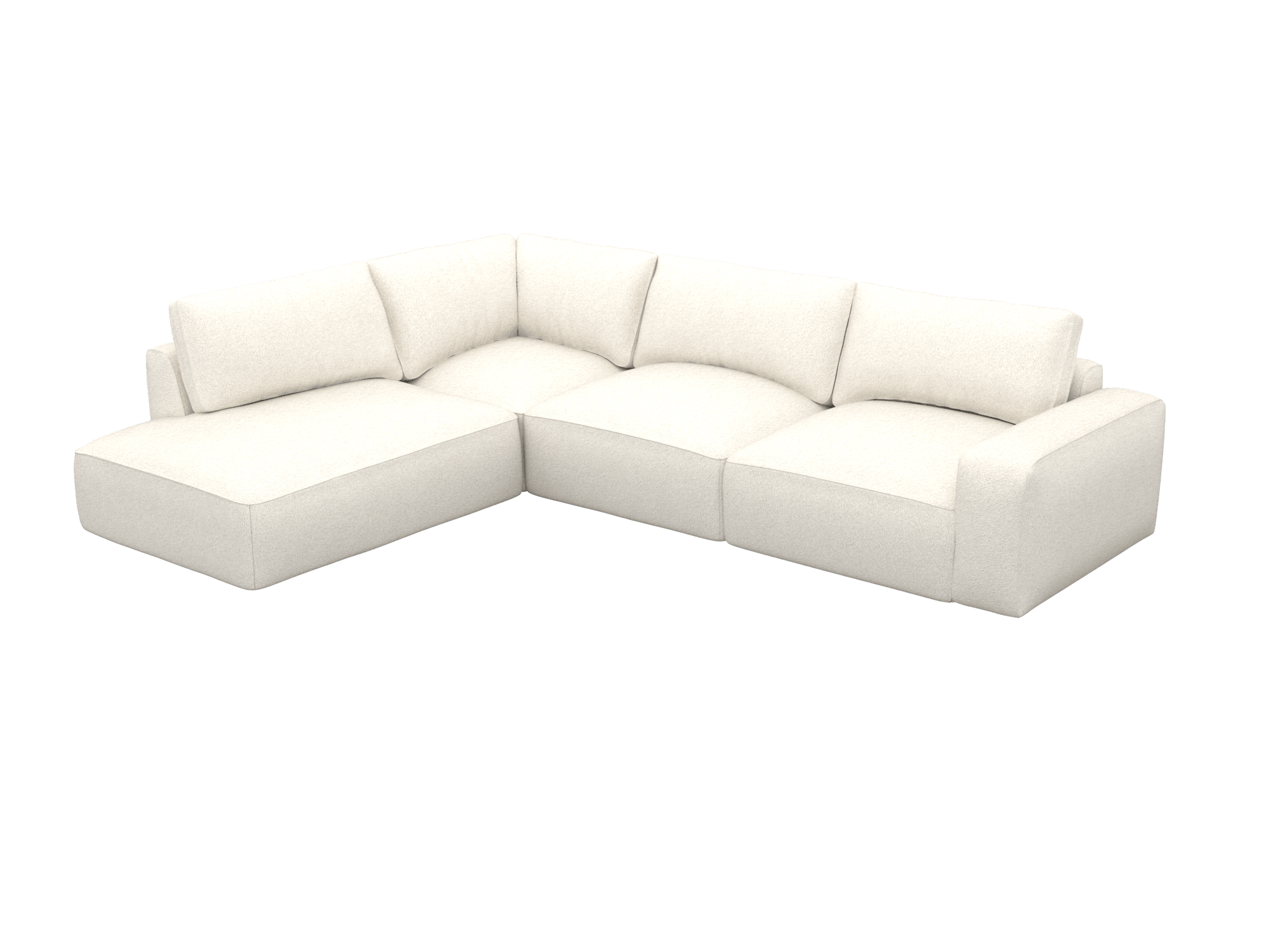 Buy River Boucle Ivory Corner Modular Sofa with Left Terminal - 4 Piece ...