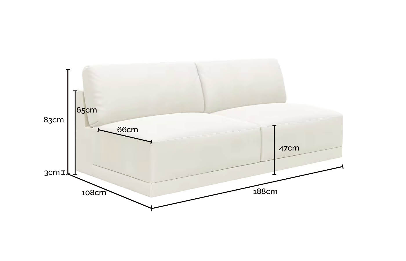 Haven California Ivory 2 Seater Armless Sofa Module - James Lane