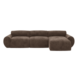 Malmo Muse Chocolate Chaise Right Arm Facing Sofa - 3 Seater