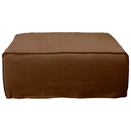 Como Linen Square Ottoman Cocoa - 100cm x 100cm