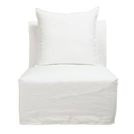 Como Linen Armless Slipper Chair Pure White - 1 Seater