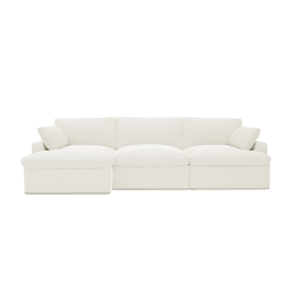 Retreat Boucle Ivory Chaise Sofa Left Arm Facing