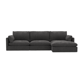 Willow California Charcoal Right Arm Facing Chaise Sofa - 3 Seater