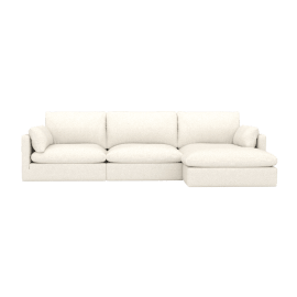 Willow Boucle Ivory Right Arm Facing Chaise Sofa - 3 Seater