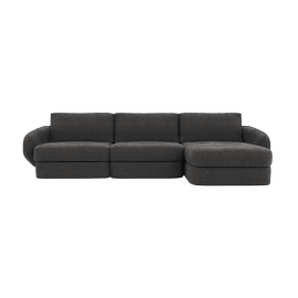 Esme California Charcoal Chaise Sofa Right Arm Facing - 3 Seater