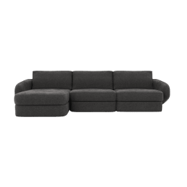 Esme California Charcoal Chaise Sofa Left Arm Facing - 3 Seater