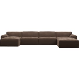 Copenhagen Muse Chocolate Sofa - 5 seater U Shaped Modular with LAF Chaise