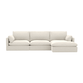 Willow California Ivory Right Arm Facing Chaise Sofa - 3 Seater