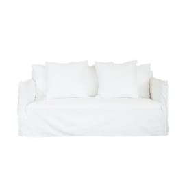 Como Linen Deep Sofa Pure White - 2.5 Seater