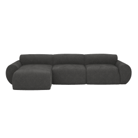 Malmo California Charcoal Chaise Left Arm Facing Sofa - 3 Seater