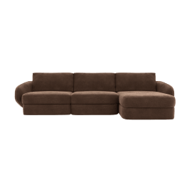 Esme Muse Chocolate Chaise Sofa Right Arm Facing - 3 Seater