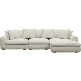 Tully Boucle Ivory Chaise Right Facing Sofa - 3 Seater