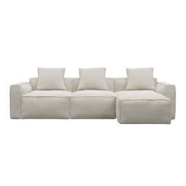 Riley Apt Toorak Pearl Sofa - 3 Seater Chaise Right Arm Facing