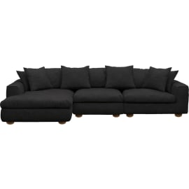 Tully California Charcoal Chaise Left Facing Sofa - 3 Seater