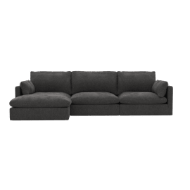 Willow California Charcoal Left Arm Facing Chaise Sofa - 3 Seater