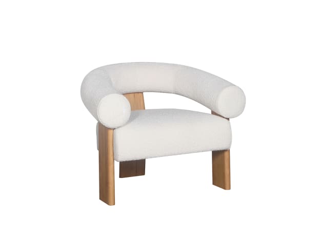 Mira Boucle Ivory Accent Chair color Ivory