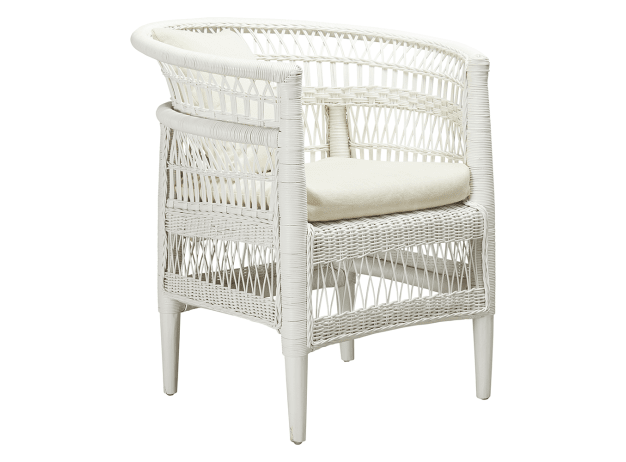 Endah White Rattan Armchair color White