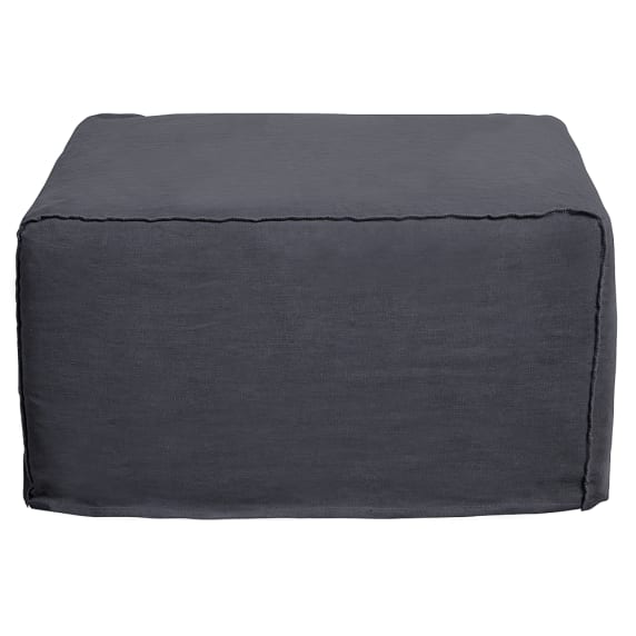 Como Linen Square Ottoman Cover Charcoal - 100cm x 100cm color Charcoal