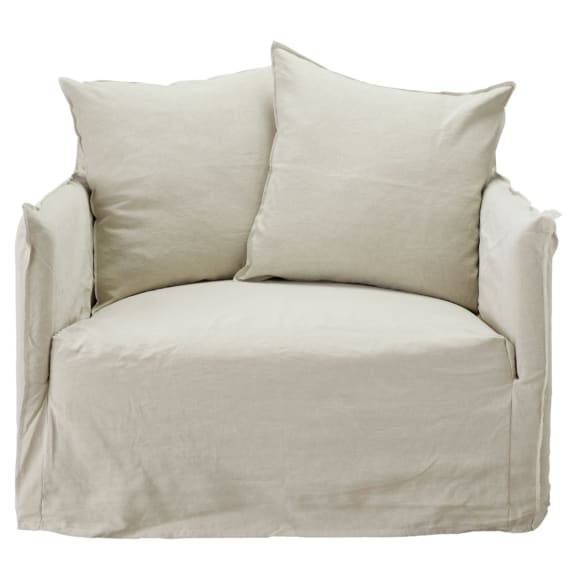 Como Linen Darling Sofa Cover Oatmeal -1.5 Seater color Oatmeal