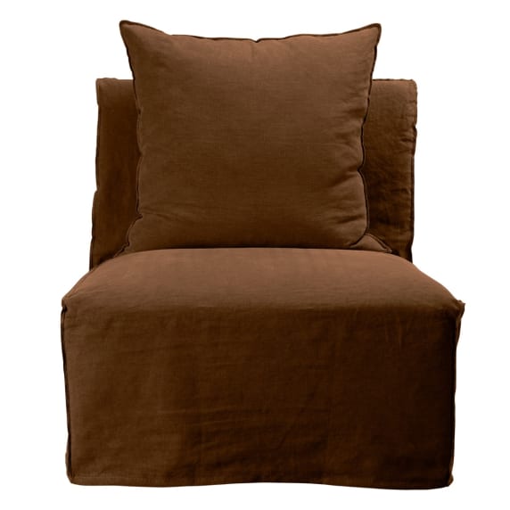 Como Linen Armless Slipper Chair Cover Cocoa - 1 Seater color Cocoa