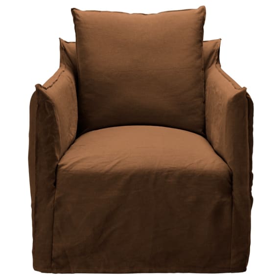 Como Linen Occasional Chair Cover Cocoa - 1 Seater color Cocoa