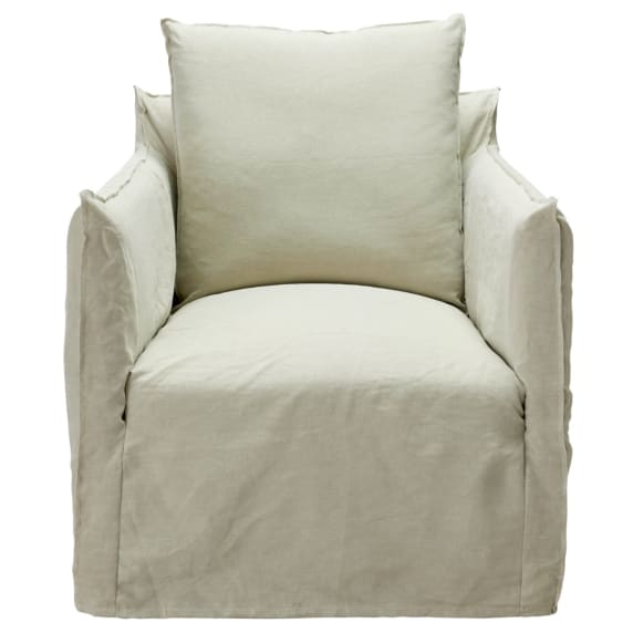 Como Linen Occasional Chair Cover Oatmeal - 1 Seater color Oatmeal