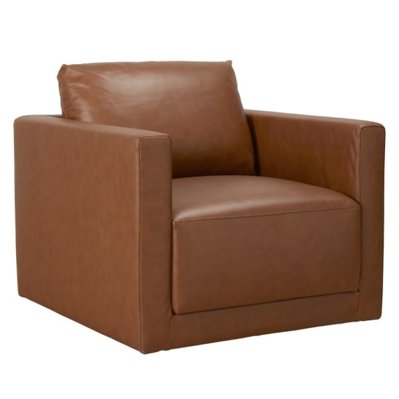 Haven Tan Leather Swivel Chair color Tan