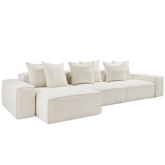 Riley Boucle Ivory Modular Sofa - 3 Seater Chaise color Ivory