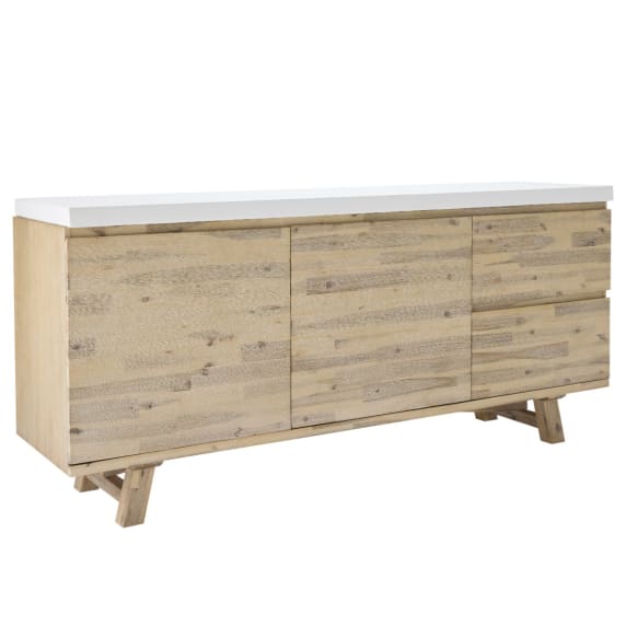 Nova Buffet Acacia & White Concrete - 190cm color White