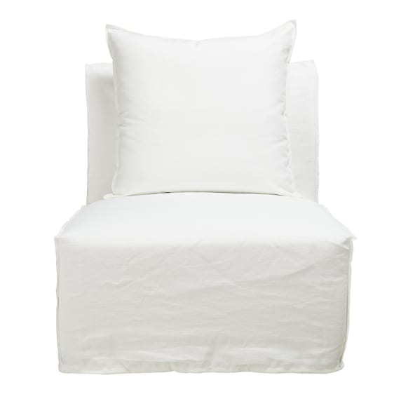 Como Linen Armless Slipper Chair Cover White - 1 Seater color White