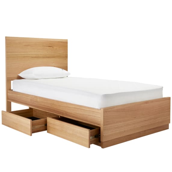 Clemence Kids Plain Headboard & Underbed Drawers Bed color Natural