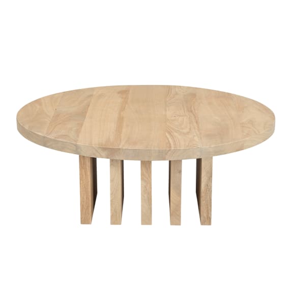 Tuni Mango Wood Round Coffee Table color Oak