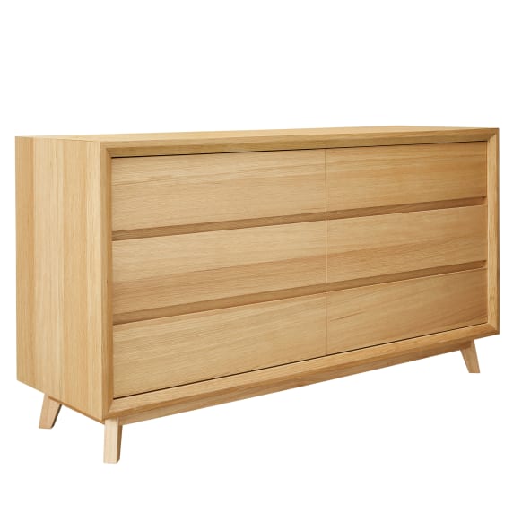 Morgan Oak Dresser - 6 Drawer color Natural